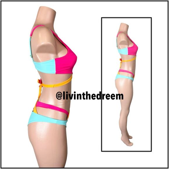 Beach Bunny Color Blocked Skylar Wrap Bikini $220 - Picture 9 of 14